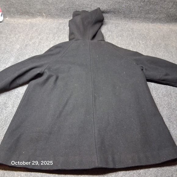 Womens Black Wool Hooded Coat Buffalo Plaid Lined Size XL - Picture 6 of 8